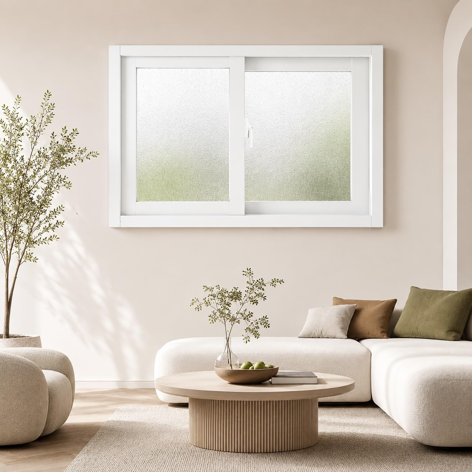 Lygxkrvu White Aluminum Horizontal Sliding Casement Window With Screen, Double Frosted Tempered Glass Replacement For Bathroom House Mobile Home Basement Shed(,H*W23*32In)