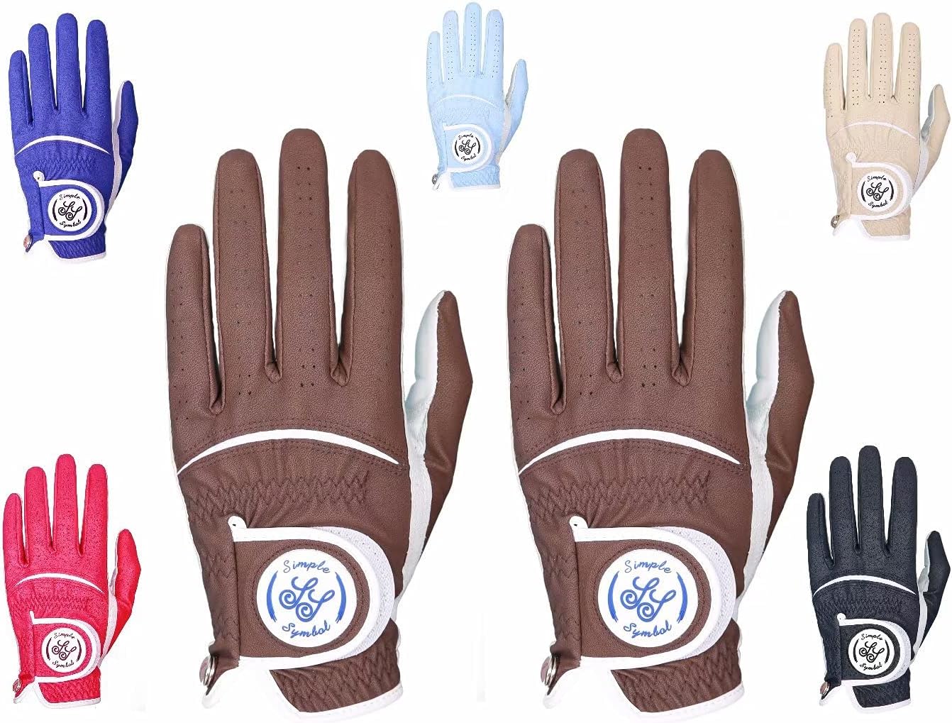 Men's Golf Glove High Grade Leather Two Pack（Two Left Hands Or Two Right Hands Or One Pair） Six Colors to Choose from Red/Blue/Navy Blue/Sky Blue/Coffee/Beige