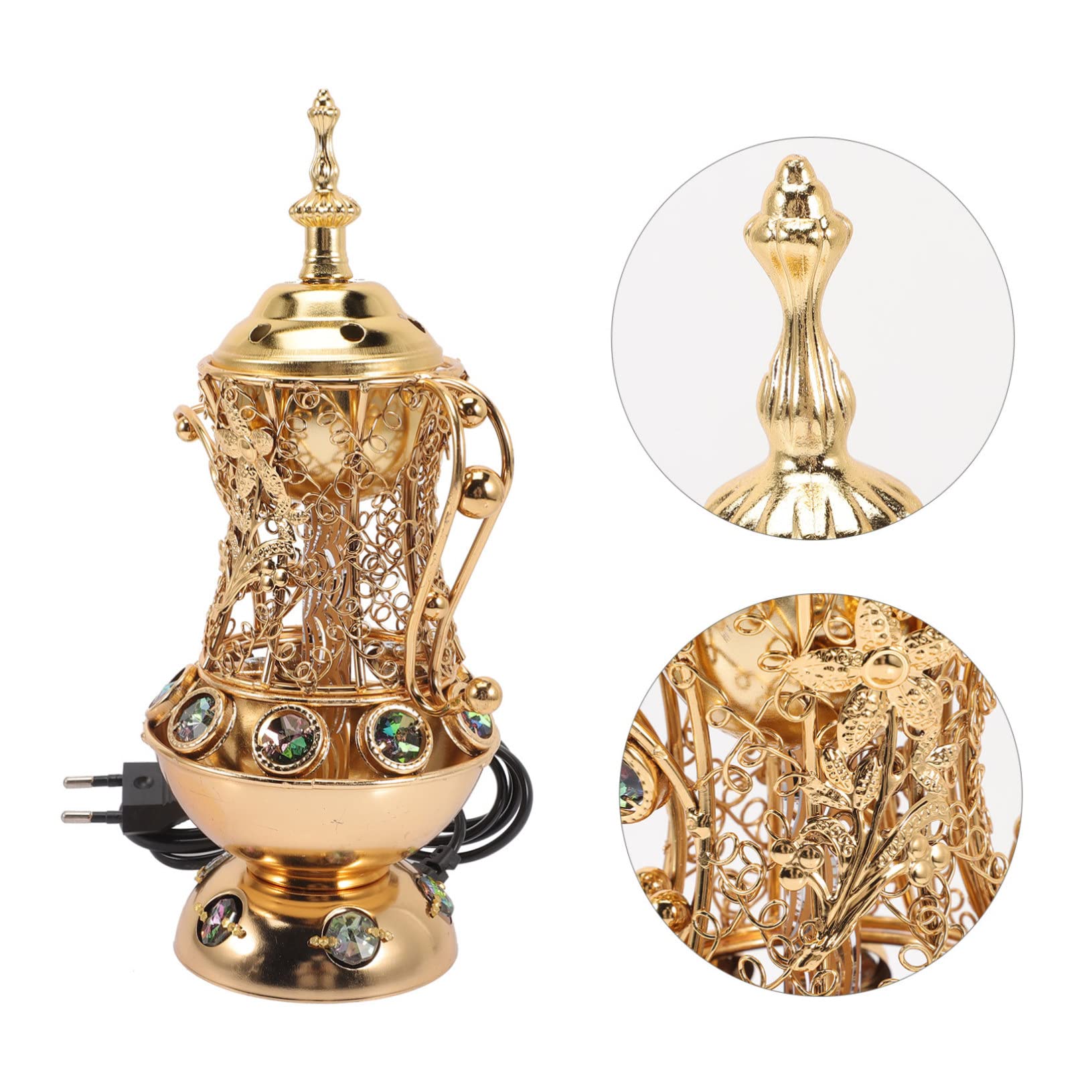 Quemador de Incienso Retro de Hierro Dorado Asa Decorativa