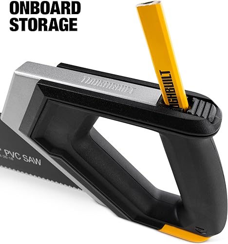 Miniatura 4 de ToughBuilt Sierra de PVC de 18 pulgadas, sierra de mano de grado profesional con dientes de triple tierra, hoja de acero rígido y mango ergonómico