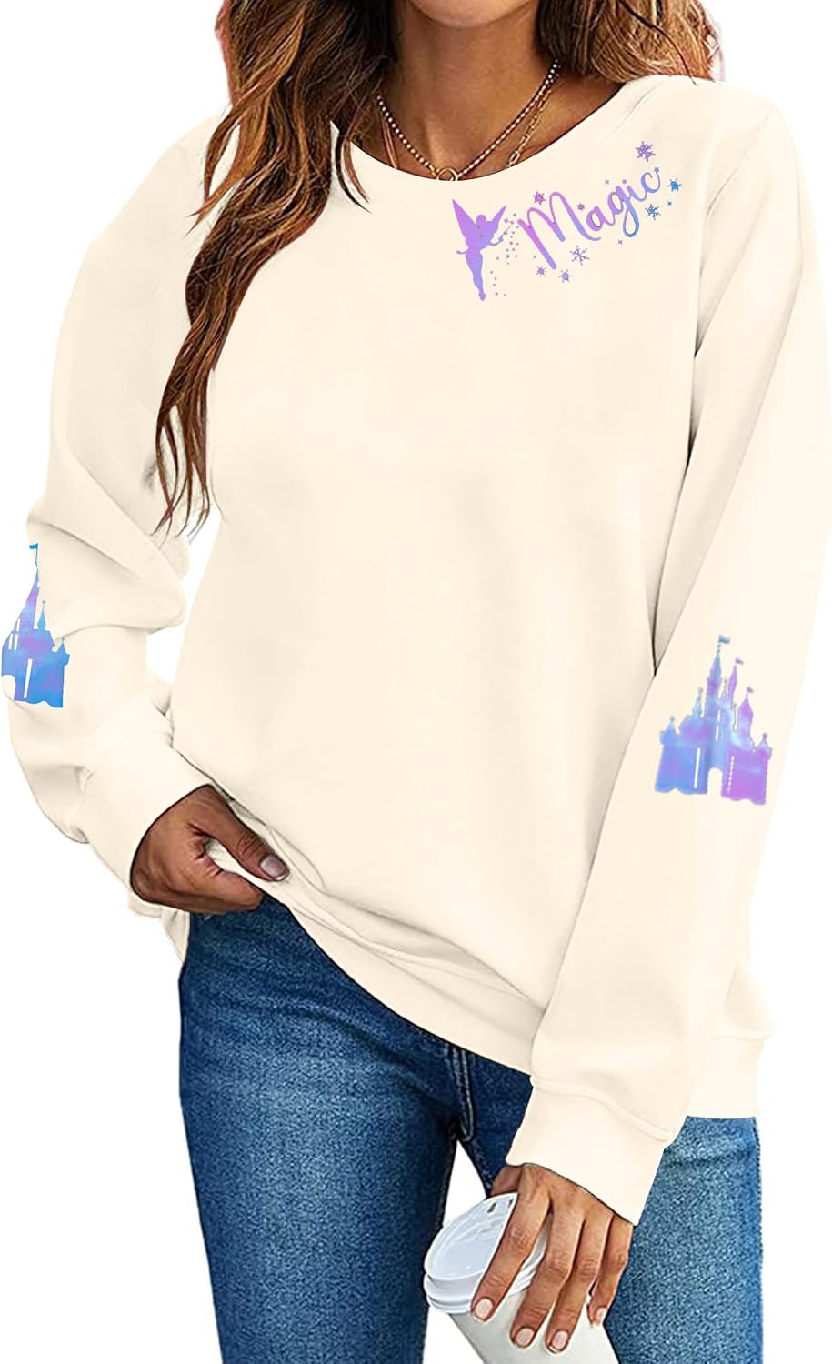 Magic Kingdom Floral Castle Sweatshirt - Women's Long Sleeve Graphic Pullover | Disney Holiday Vacation Top - View #10