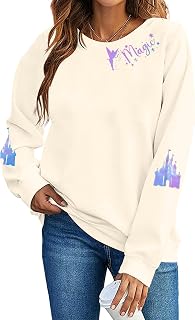 UNIQUENOE Magic Kingdom Sweatshirts for Women Magical Tshirt Family Vacation Tee Castle Graphic Long Sleeve Tops