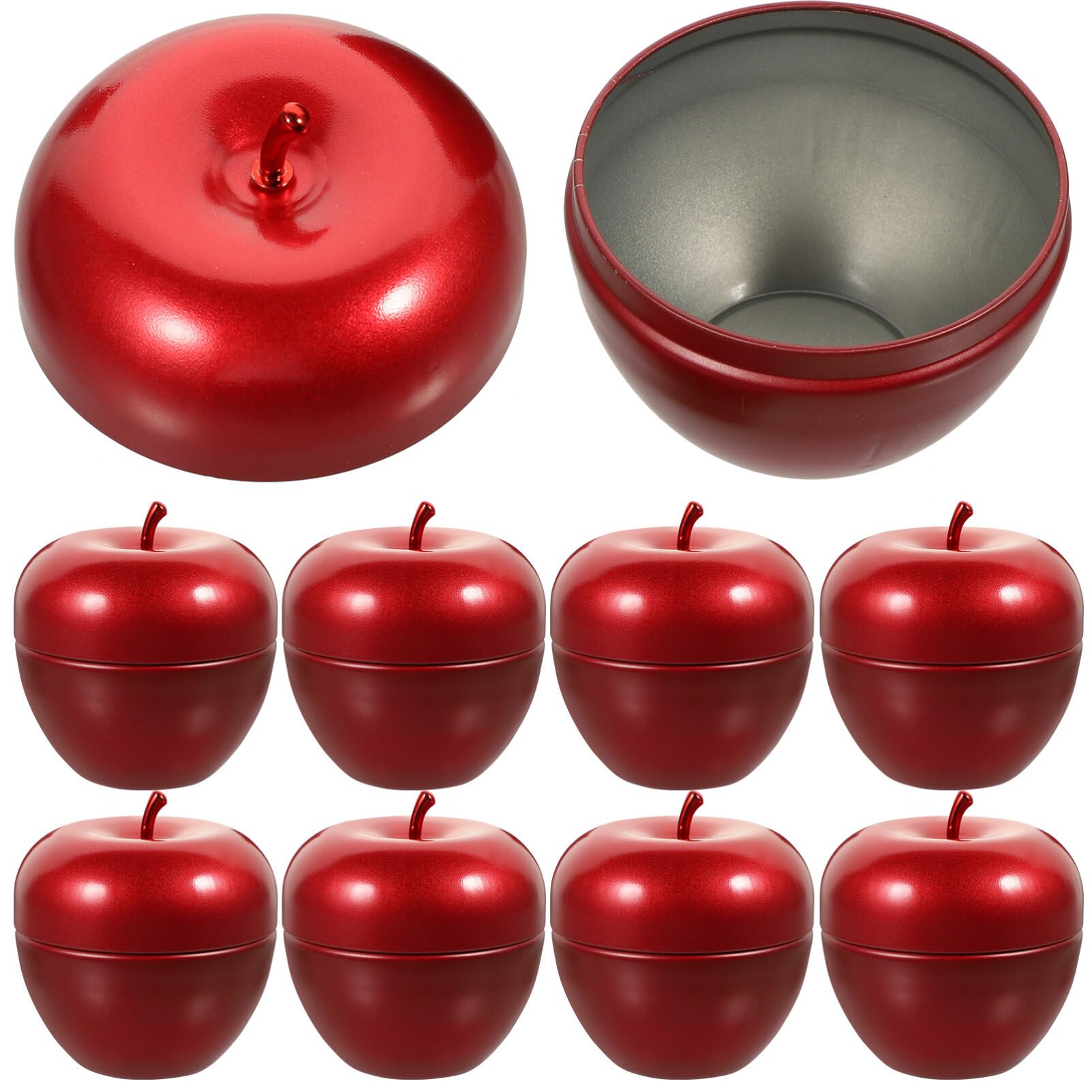 Boîte à thé pomme rouge : lot de 10 boîtes en fer blanc pour biscuits de Noël