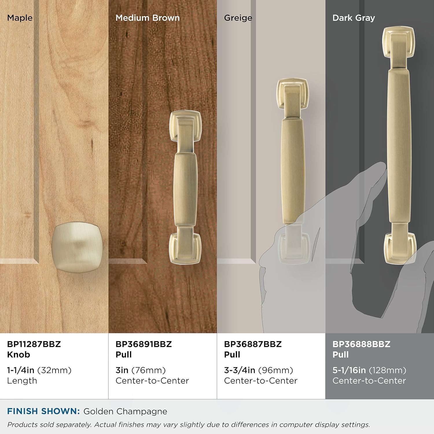 Amerock | Cabinet Pull | Golden Champagne | 5-1/16 inch (128 mm) Center to Center | Stature | 1 Pack | Drawer Pull | Drawer Handle | Cabinet Hardware