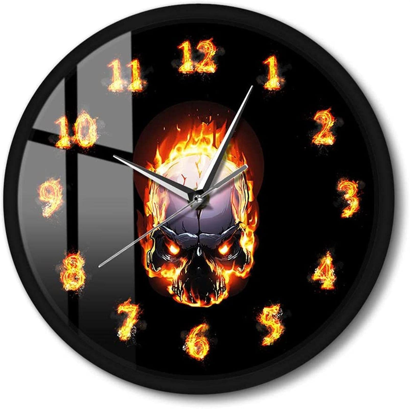 Amazon.com: Sound Activated Wall Clock Demon Skull in Fire