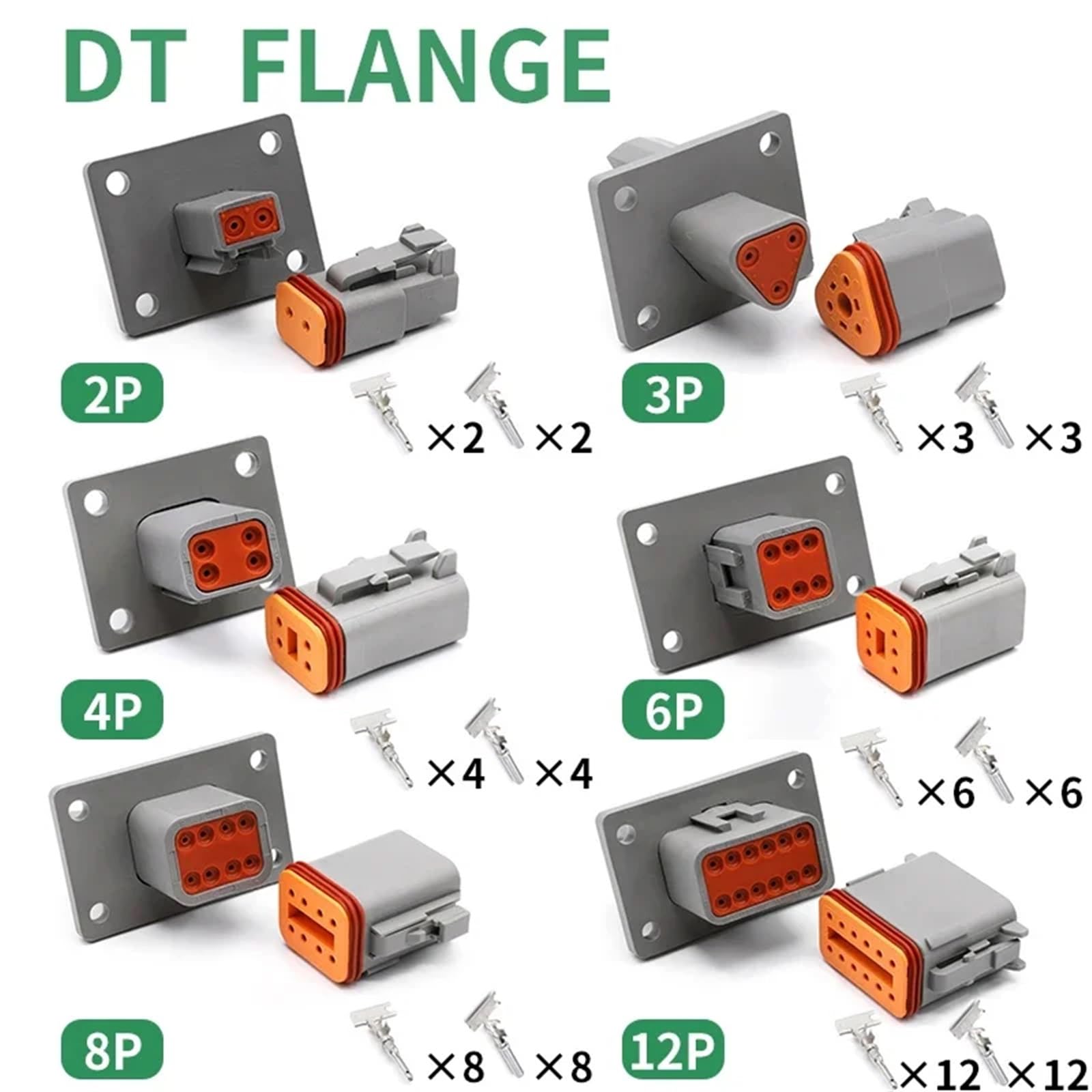 5 Set Connettori Deutsch DT A 2 Pin – Maschio E Femmina, Impermeabili, Con Terminali, Per Cavi Elettrici