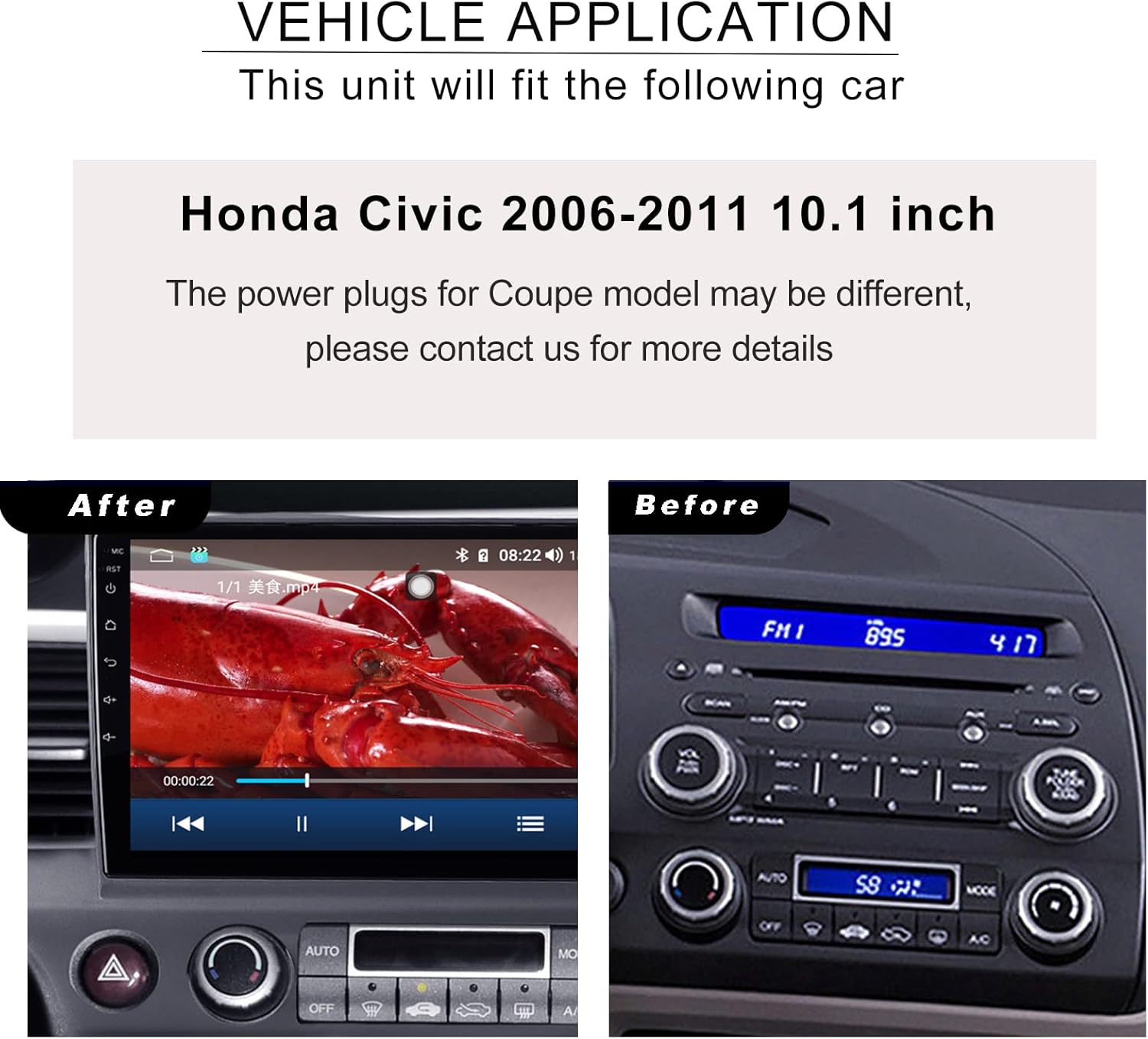 car stereo android 12 for honda civic 2006 2011 multimedia player gps navigation 10 inch hd touch screen audio receiver 232 gb support iosandroid m