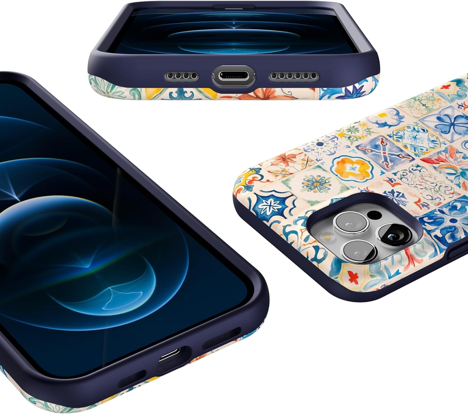 Casely iPhone 12 Pro Max Case | Tuscan Tiles | Dolce Vita | Bold Protective Design | Compatible with MagSafe