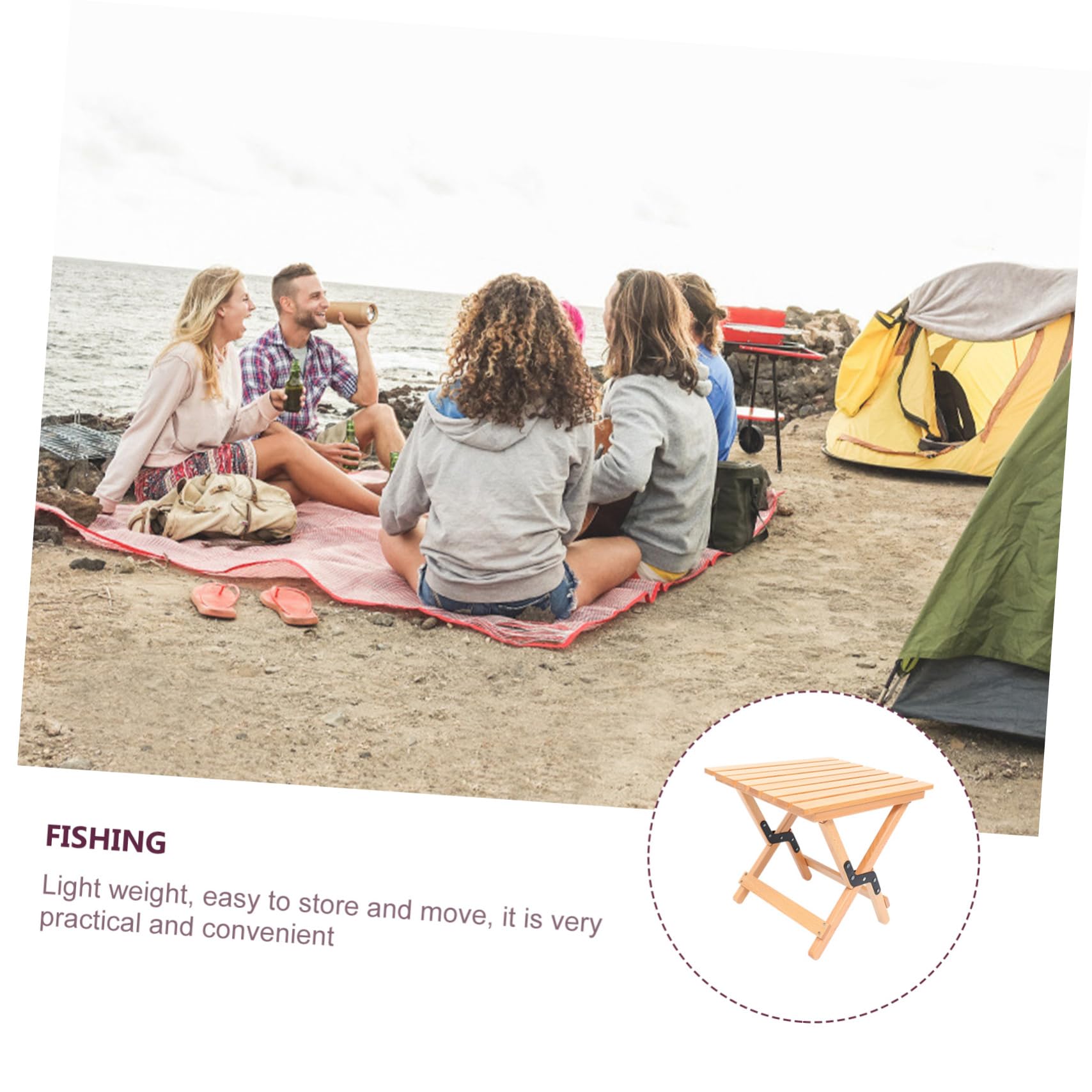 Veemoon Tabouret de Camping Pliant Tabouret Pliable Ultra-léger en Bois et Toile pour Voyage et Randonnée
