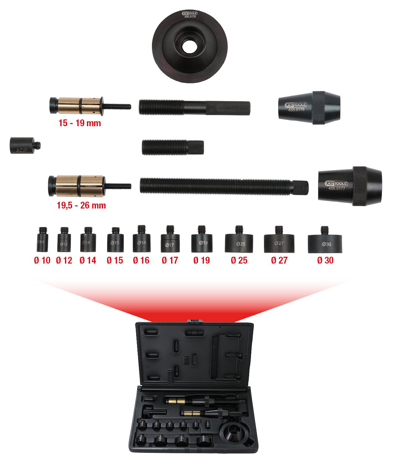 KS Tools 455.0170 Uniwersalny zestaw do sprzęgła- zestaw 15-szt