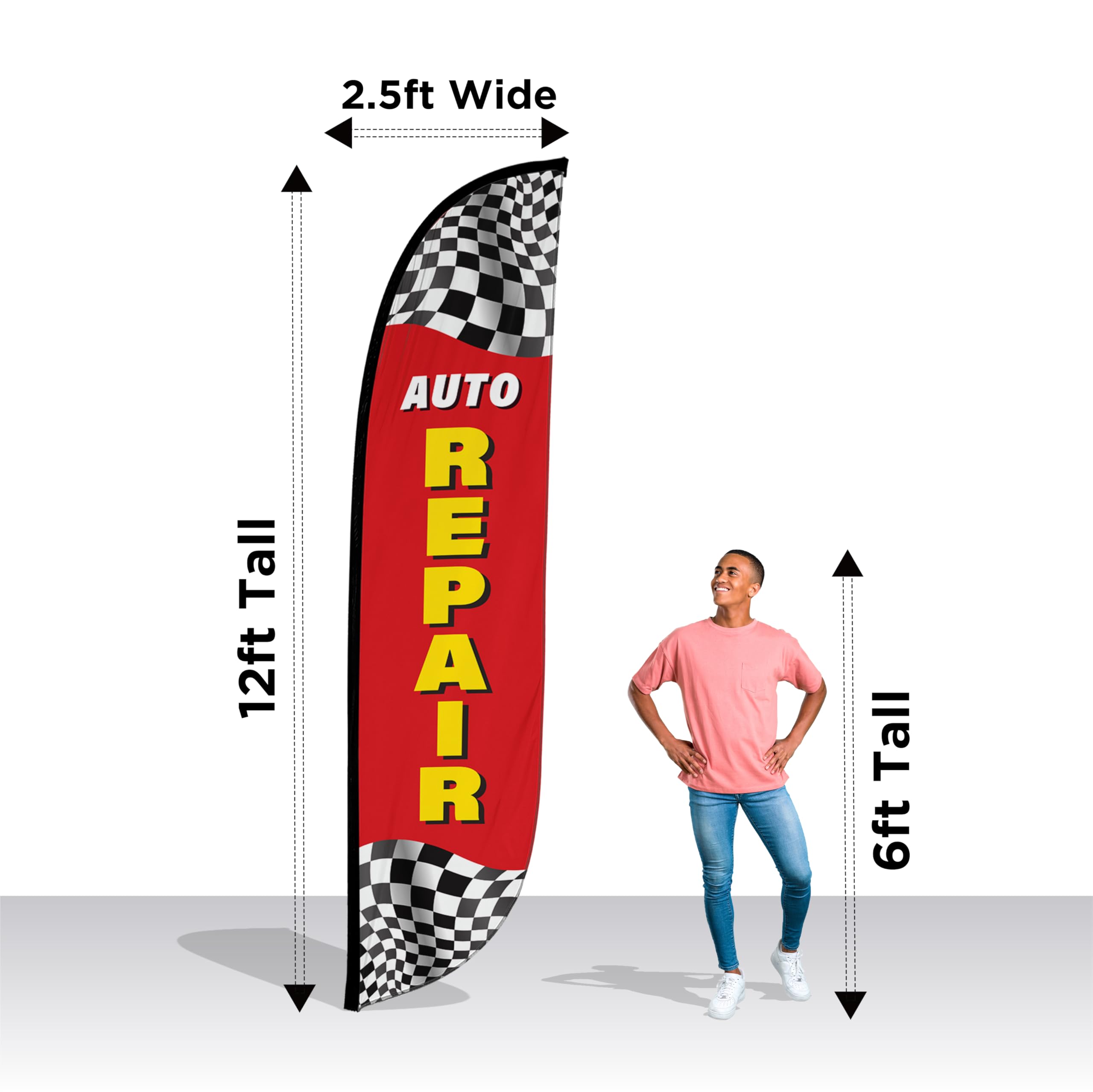 Taqueria 12ft Feather Banner Swooper Flag By FeatherFlagNation - FLAG ONLY (Model TAQ-NSFB)