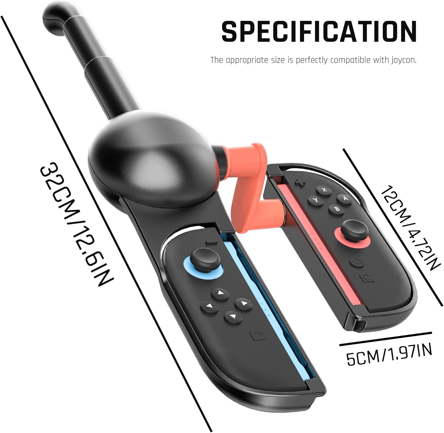 FUNDIARY Fishing Rod for Switch 2 Joycon, Comfortable Accessories Compatible with Fishing Game for Legendary Fishing, Bass Pro Shops: The Strike & Fishing Star World Tour, Ideal Gifts for Men - Black - Image 4