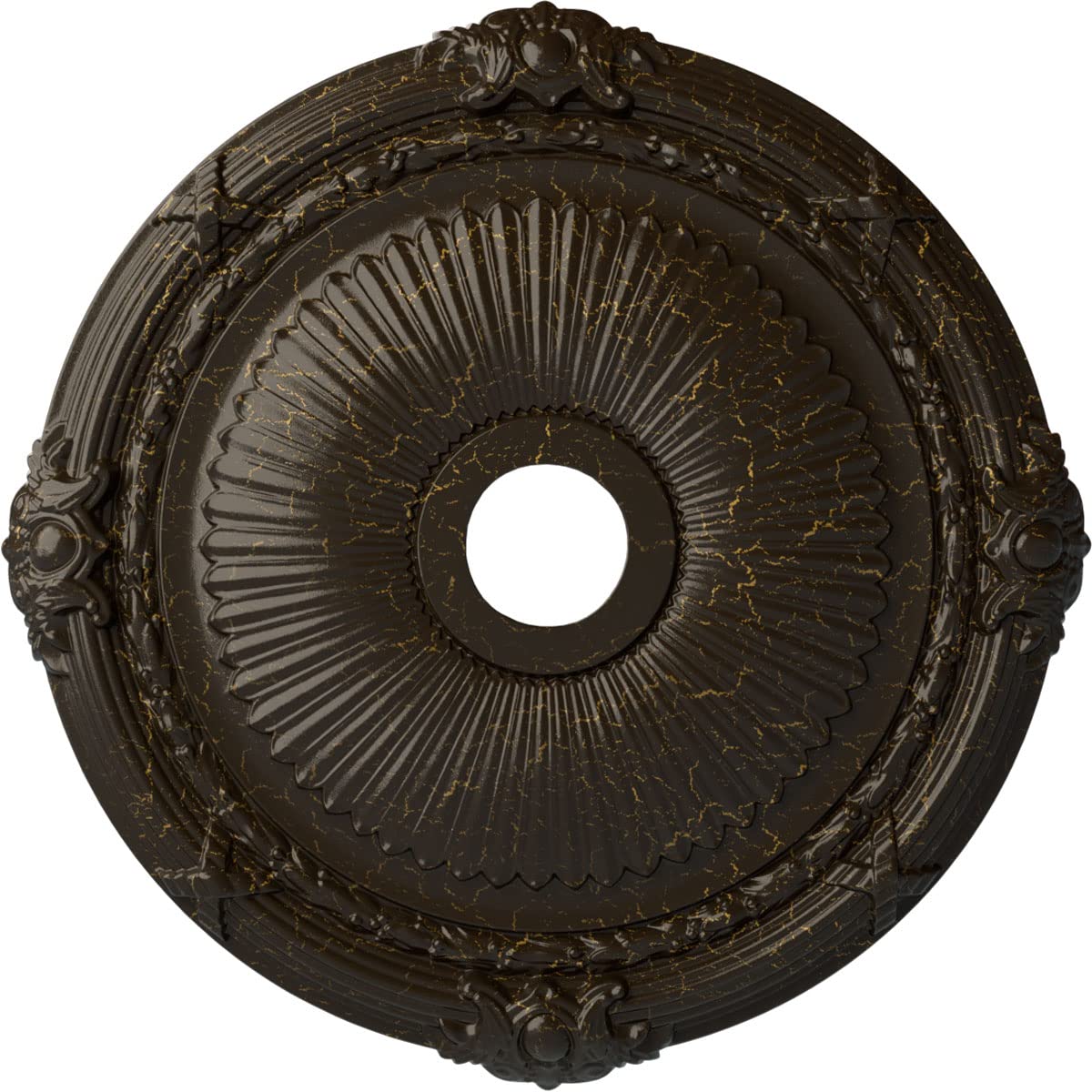 Ekena Millwork CM27HESHC Heaton Ceiling Medallion, 27 1/2"OD x 3 7/8"ID x 2 1/4"P, Hand-Painted Stone Hearth Crackle
