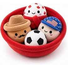2026 World Cup Inspired Plush Set &ndash; 3 National Characters + Soccer Ball &ndash; Cute Soft Soccer Plush Toy for Room Decor, Family Fun, Game Day Parties, Kids Gift and Collectible Fan Merchandise