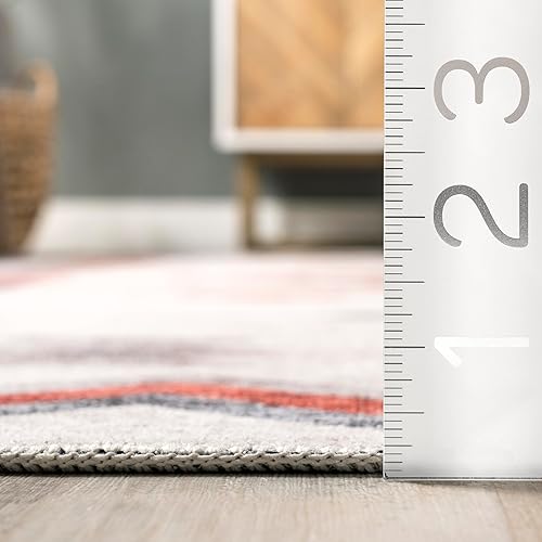 Miniatura 7 de nuLOOM Jayde - Alfombra ultrafina lavable a máquina, diseño de diamante del suroeste, 5 x 8 pies, color azul marino