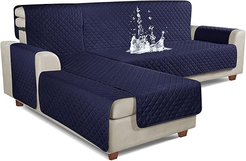 Miniatura 20 de KinCam Fundas de sofá modulares 100% impermeables, fundas reversibles en forma de L, 3 piezas, fundas de sofá para tumbonas seccionales