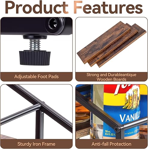 Miniatura 6 de Estante organizador de jarabe de café, estante de exhibición de botellas de licor, 3 niveles para 12 botellas de jarabe, soporte para cafetería,