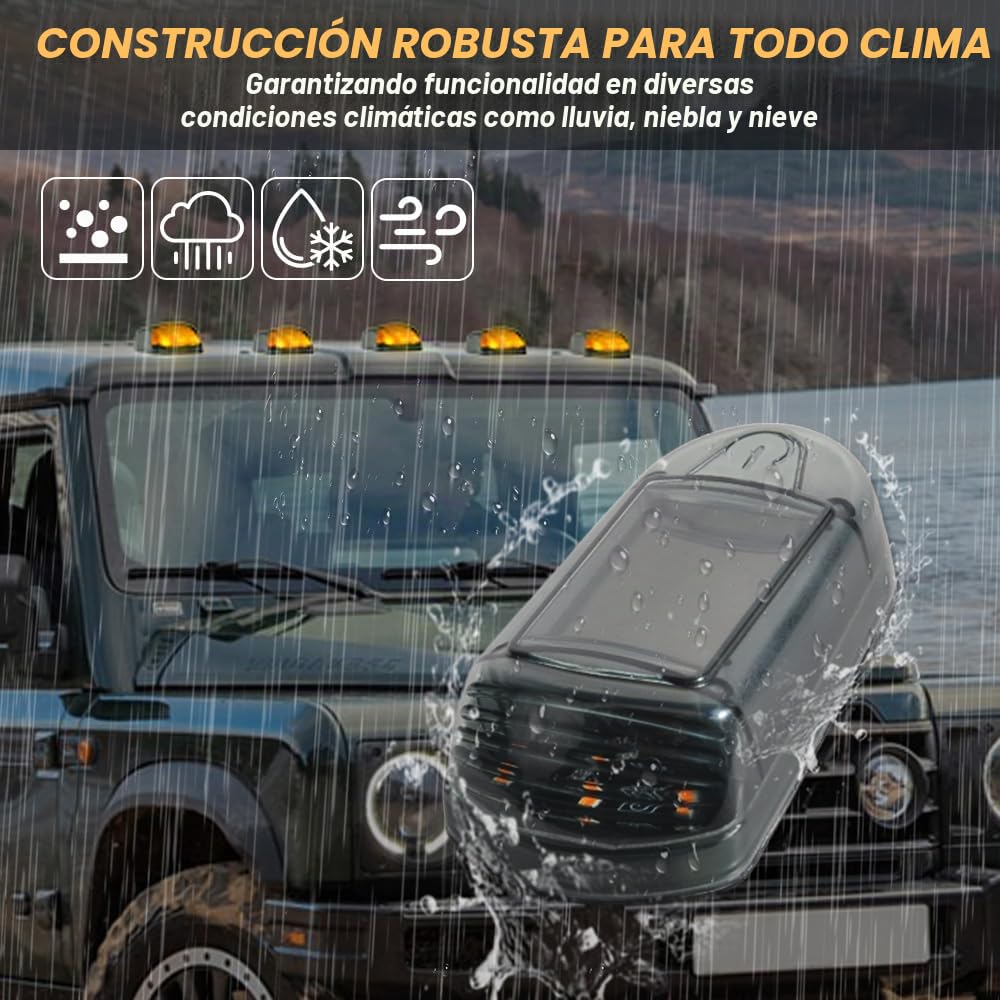 Luces LED solares inalámbricas para Cabina de Coche Riloer, luz ámbar | Luz LED solar para cabina, compatible con todo tipo de vehículos, incluidos camiones, automóviles y modelos universales.