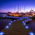 Quntis 12Pcs Solar Deck Lights, 2 Color Modes Blue+White Solar Driveway Lights, IP68 Waterproof Dock Lights Warning Step Lights, Aluminum Solar Lights Outdoor for Garden Stair Path Walkway