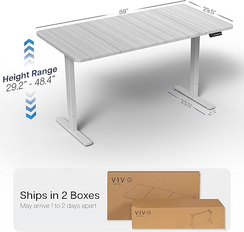Vista 26 de VIVO DESK-KIT-1W6G - Escritorio eléctrico de pie de 60 x 24 pulgadas, ajuste de altura de memoria, serie 1B, parte superior de nogal oscuro de una