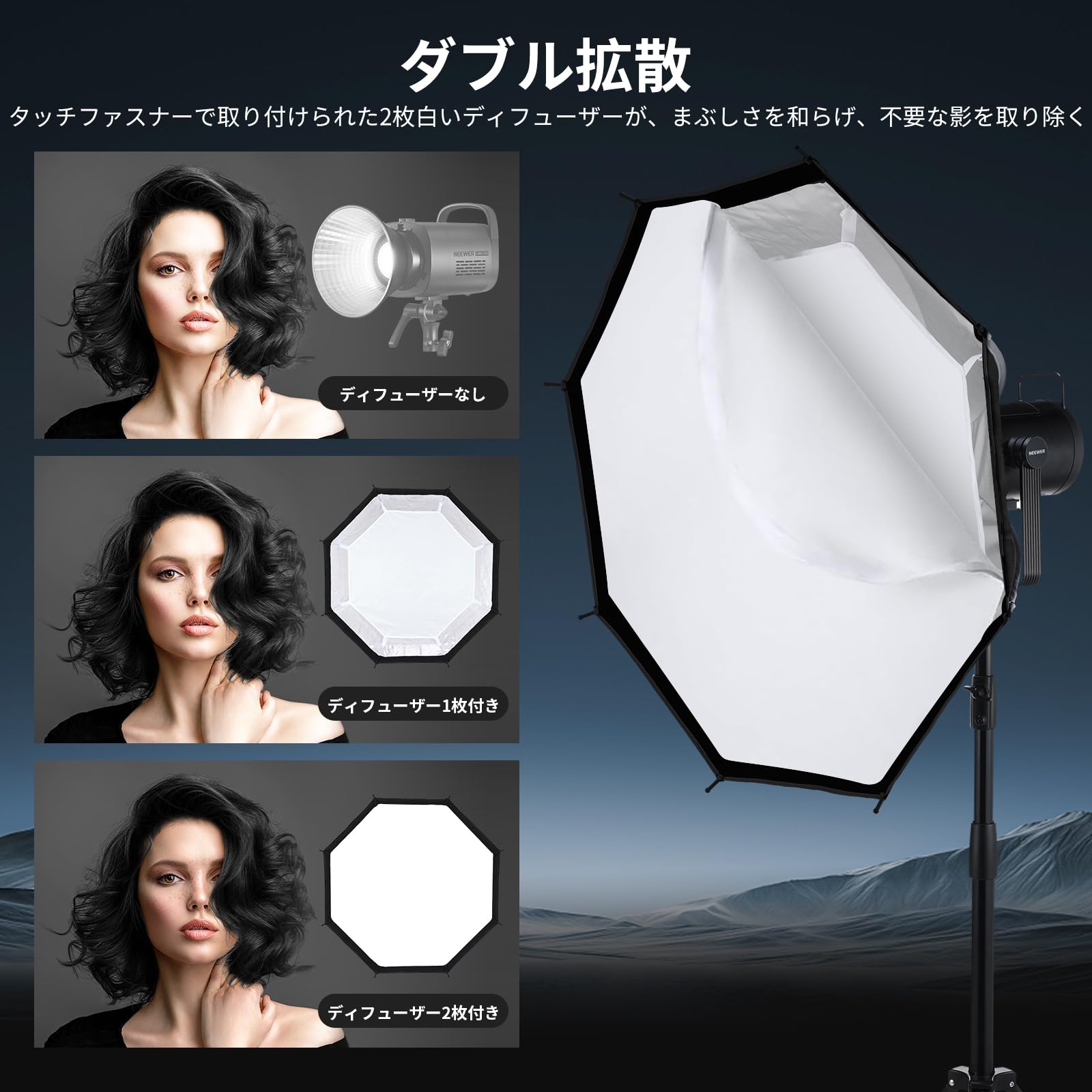 Amazon | NEEWER 65cm 八角形ソフトボックス パラボリックソフト