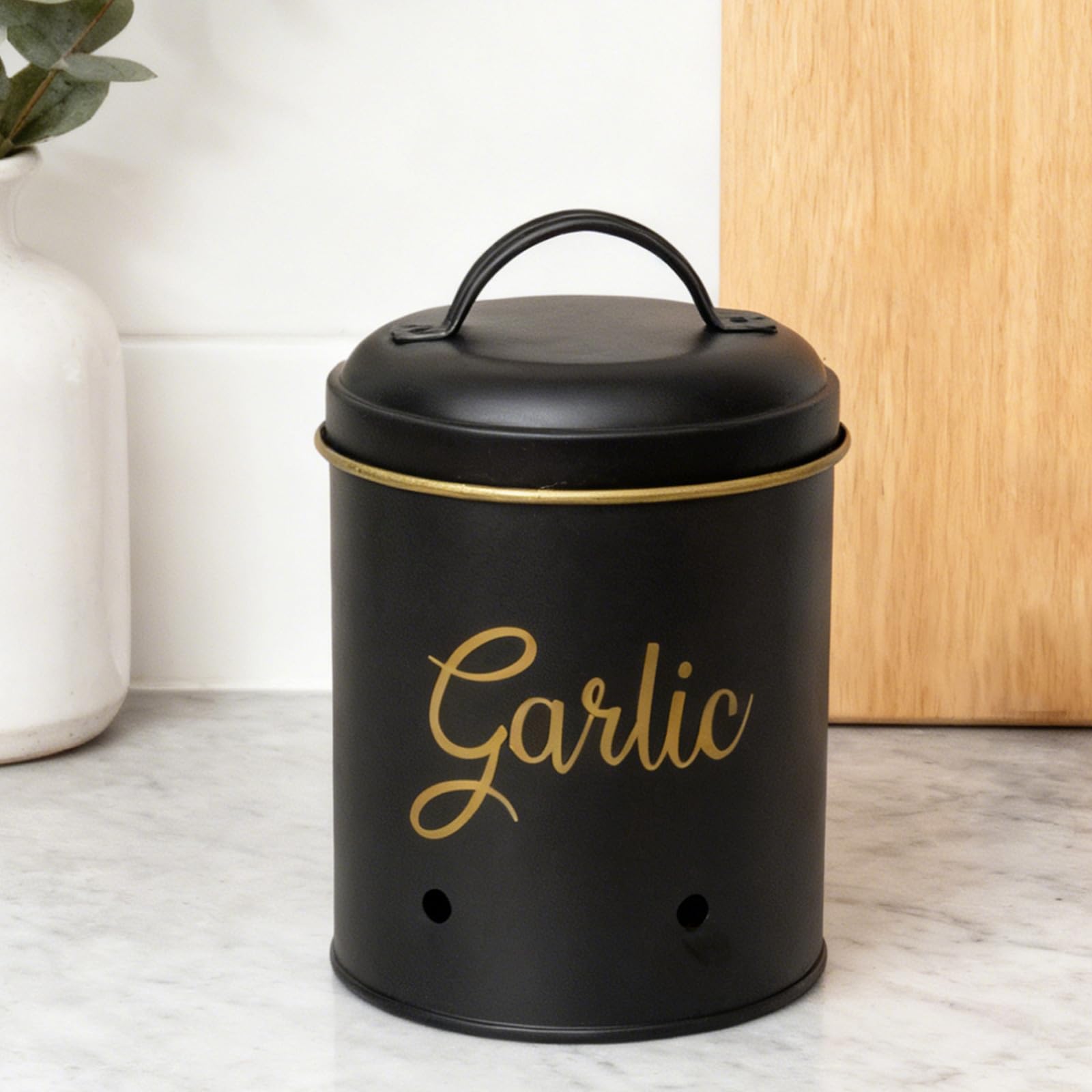 3 contenitori per Patate, cipolle, Aglio, barattoli Metallo, con Coperchio, Contenitore per Verdure da Cucina, per la conservazione degli Alimenti, Set contenitori per Verdure in Metallo