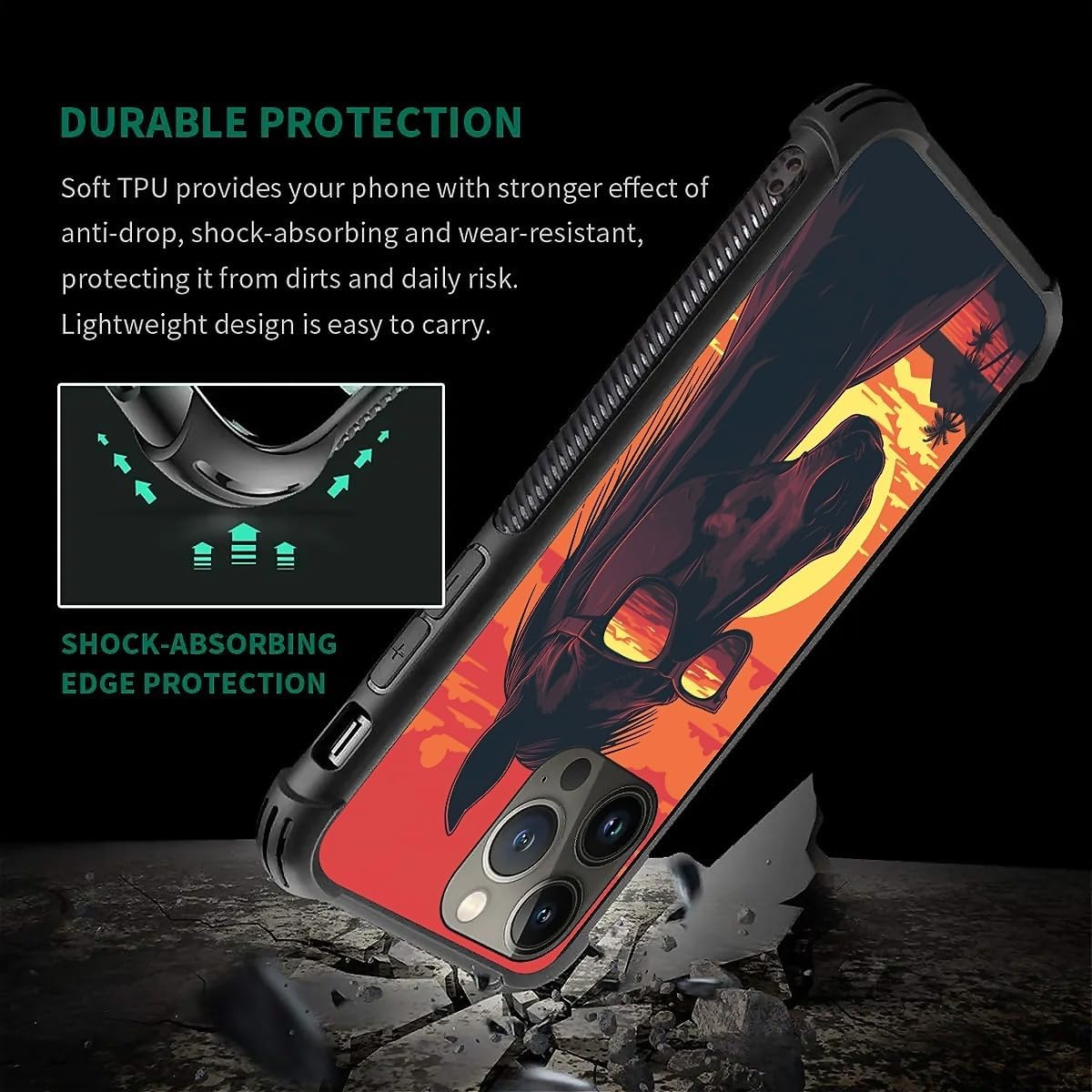 CARLOCA for iPhone 14 Pro Max Case,Funny Glasses Horse Sunset Pattern Ultra Protection Shockproof Soft Silicone TPU Non Slip Back for iPhone 14 Pro Max image 5