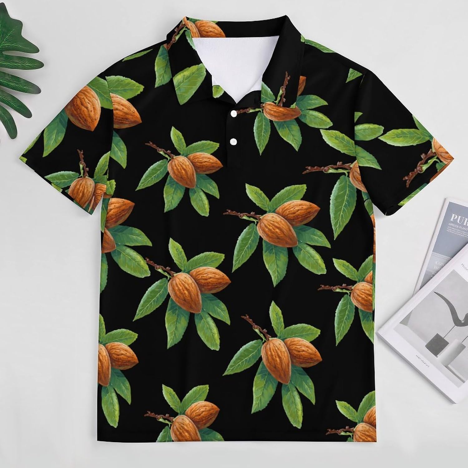 Almond Nut Golf Polo Shirts for Men Casual T Shirts 5X-Large