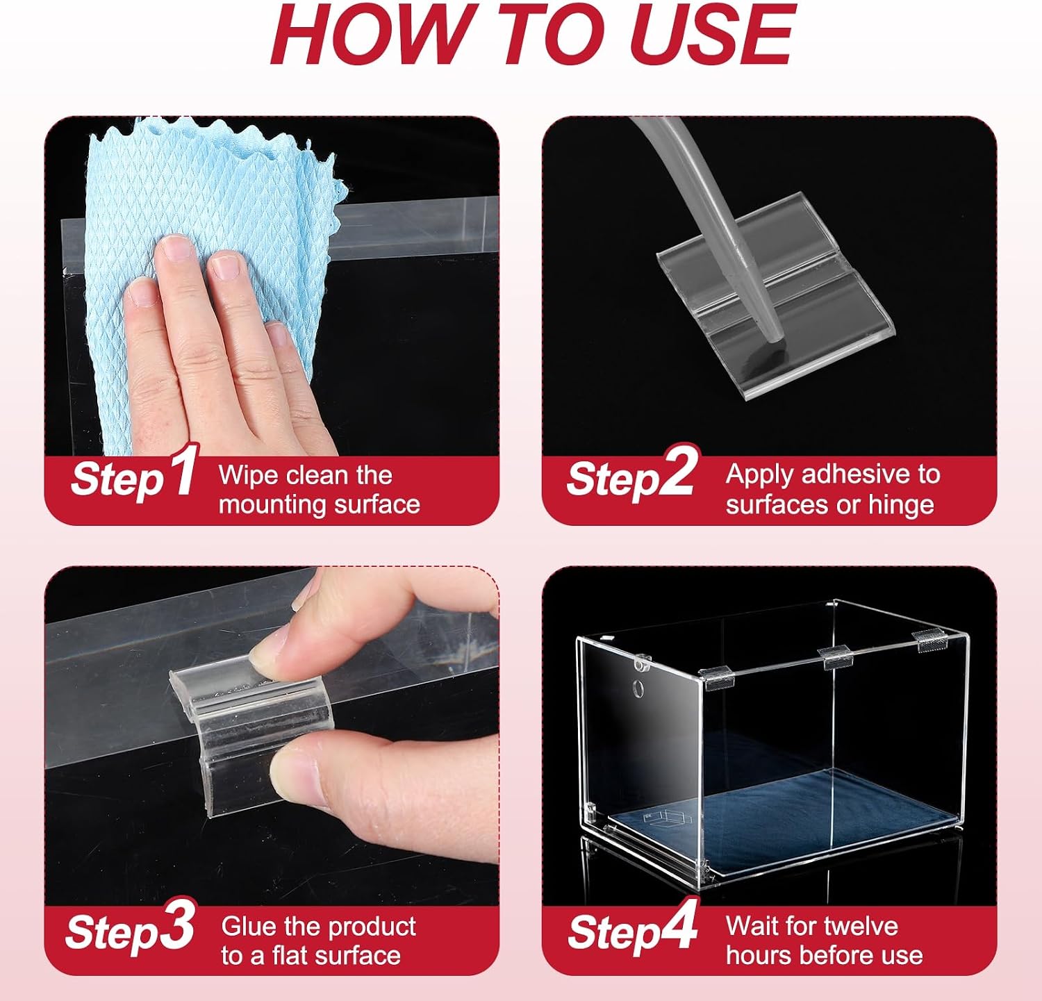 uxcell 4pcs Acrylic Flexible Hinges 45x39mm Invisible Living Hinge 360° image 5
