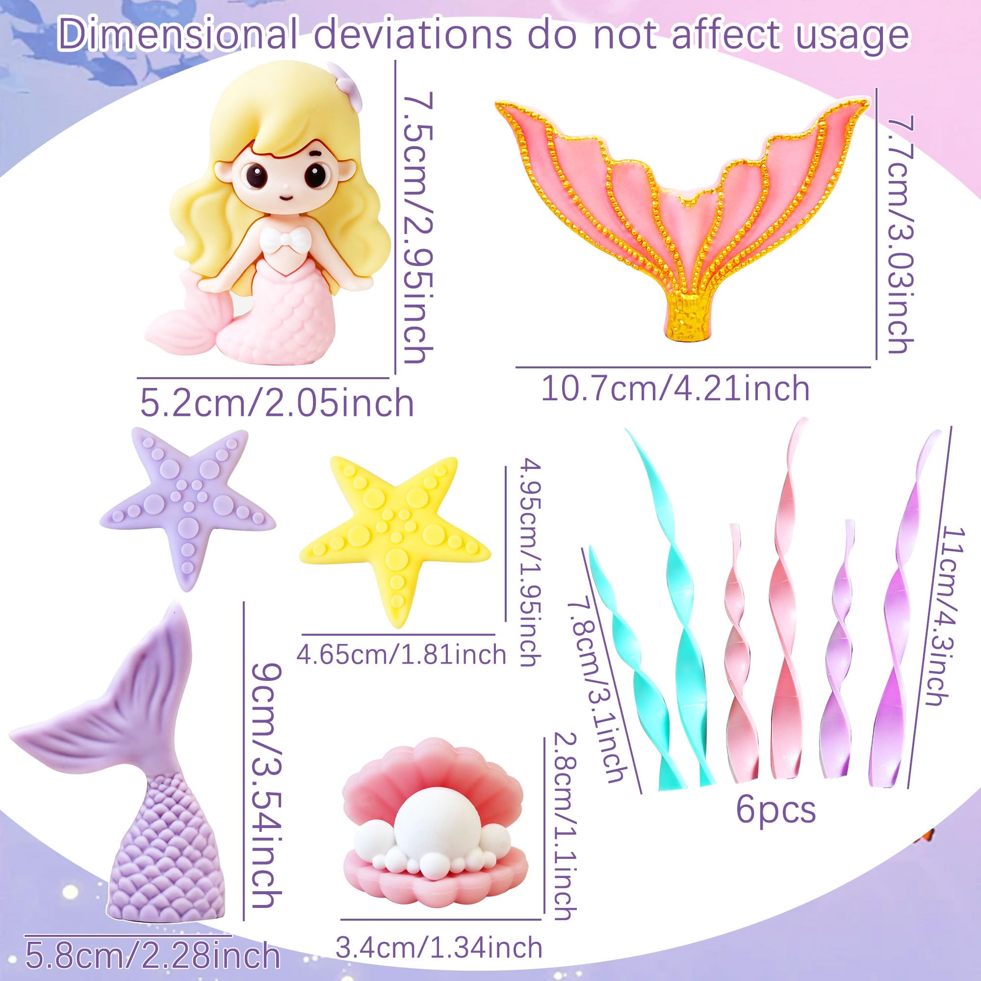 LaVenty Mermaid Tail Cake Topper Under the Sea Cake Decoration Seashell Cake Topper Mermaid Tail Cake Topper Mermaid Party Supplies - Image 2