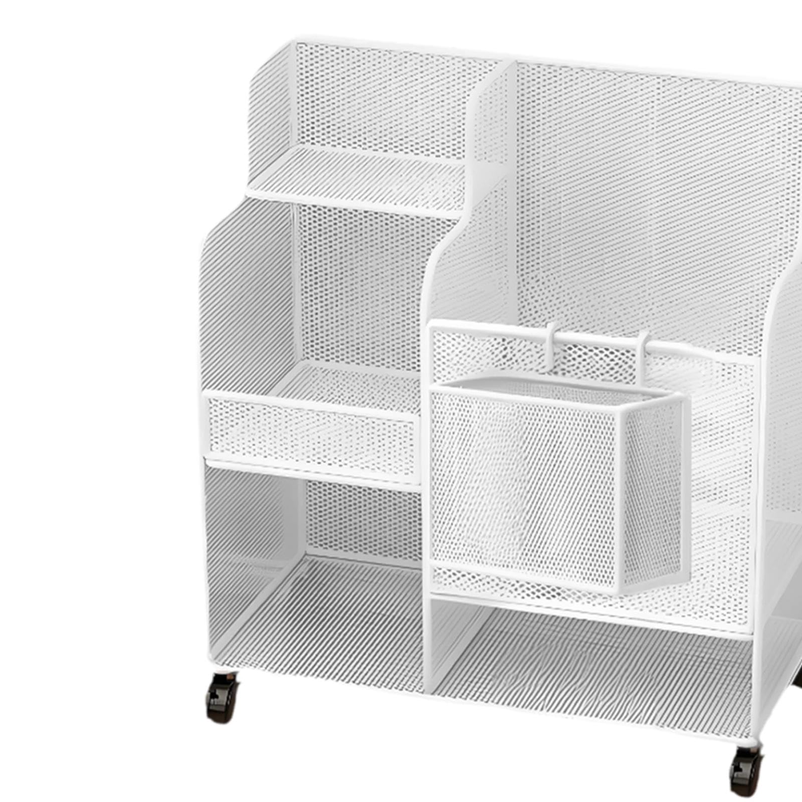 Fitness Equipment Organizer with Wheels Convenient Freestanding Utility Cart White-image-20