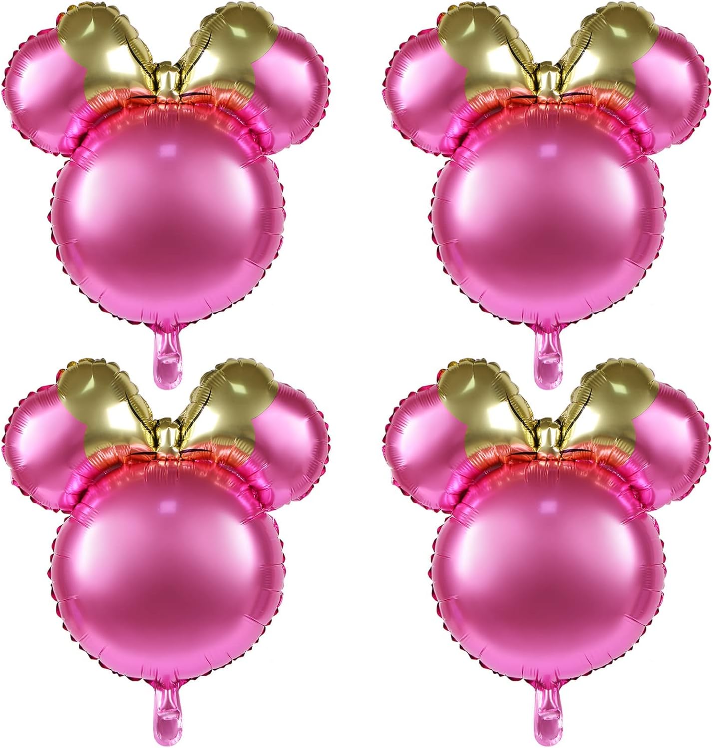 KASTWAVE 24 Inch Mouse Head Foil Balloons, 4 Pcs Mouse Mylar Balloon for Birthday Party Decorations Jumbo Mouse Head Aluminum Foil Balloons Baby Shower Supplies Party Favors (Pink)