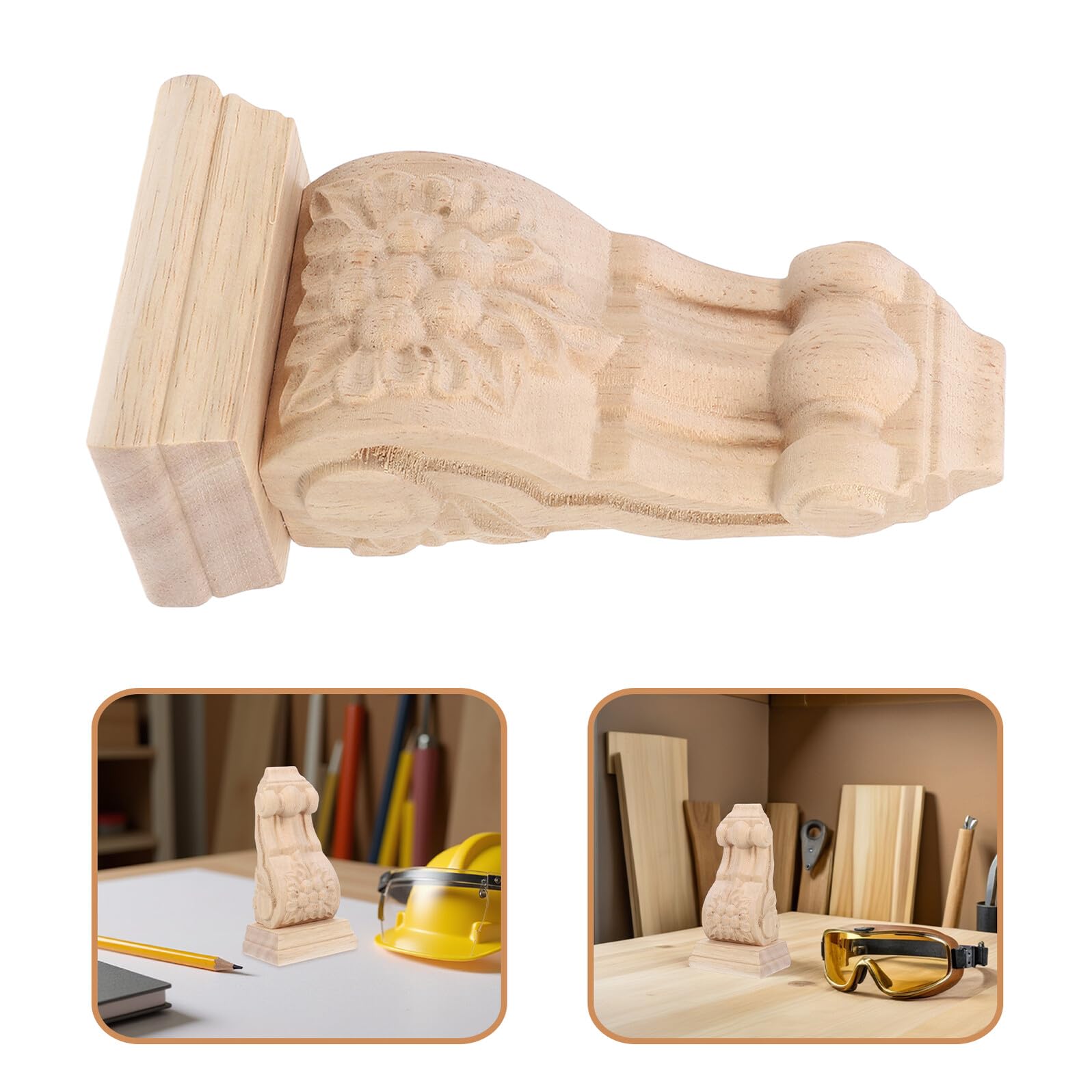 Alipis Ménsula Decorativa sin Pintar Estilo Europeo de Madera Tallada Patrones Detallados y Soporte para Vigas o Puertas en Decoración Rústica de Pared