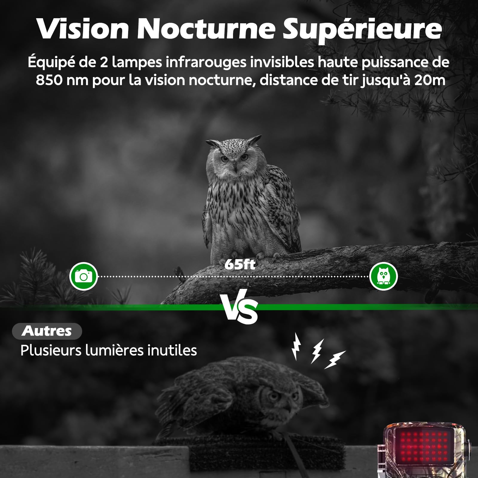Caméra de Chasse 4G connectée, Carte SIM, Application, 32 MP, 1080P, IP66 | Vision nocturne infrarouge, détection PIR, 2 LED 850 nm, accès via application – forêt, terrain, chasse et faune sauvage