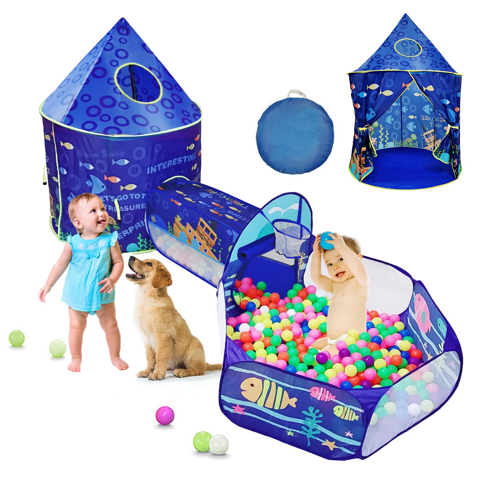 LOJETON 3pc Ocean World Kids Play Tent