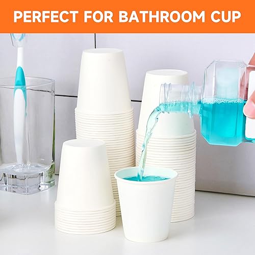 Miniatura 2 de METAPRINT Paquete de 600 vasos de papel pequeños de 3 onzas, vasos desechables para enjuague bucal para baño, tazas de espresso, ideales para