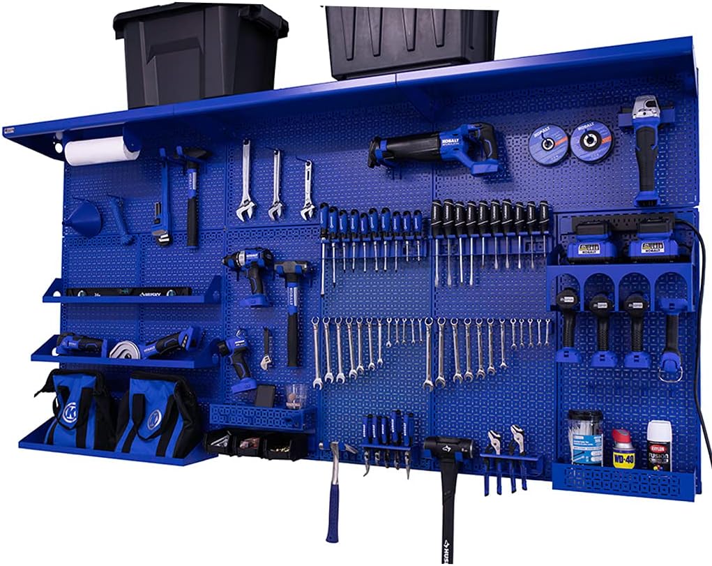 OmniWall Weekend Warrior XL Metal Pegboard Wall Organization System (Black/Black)