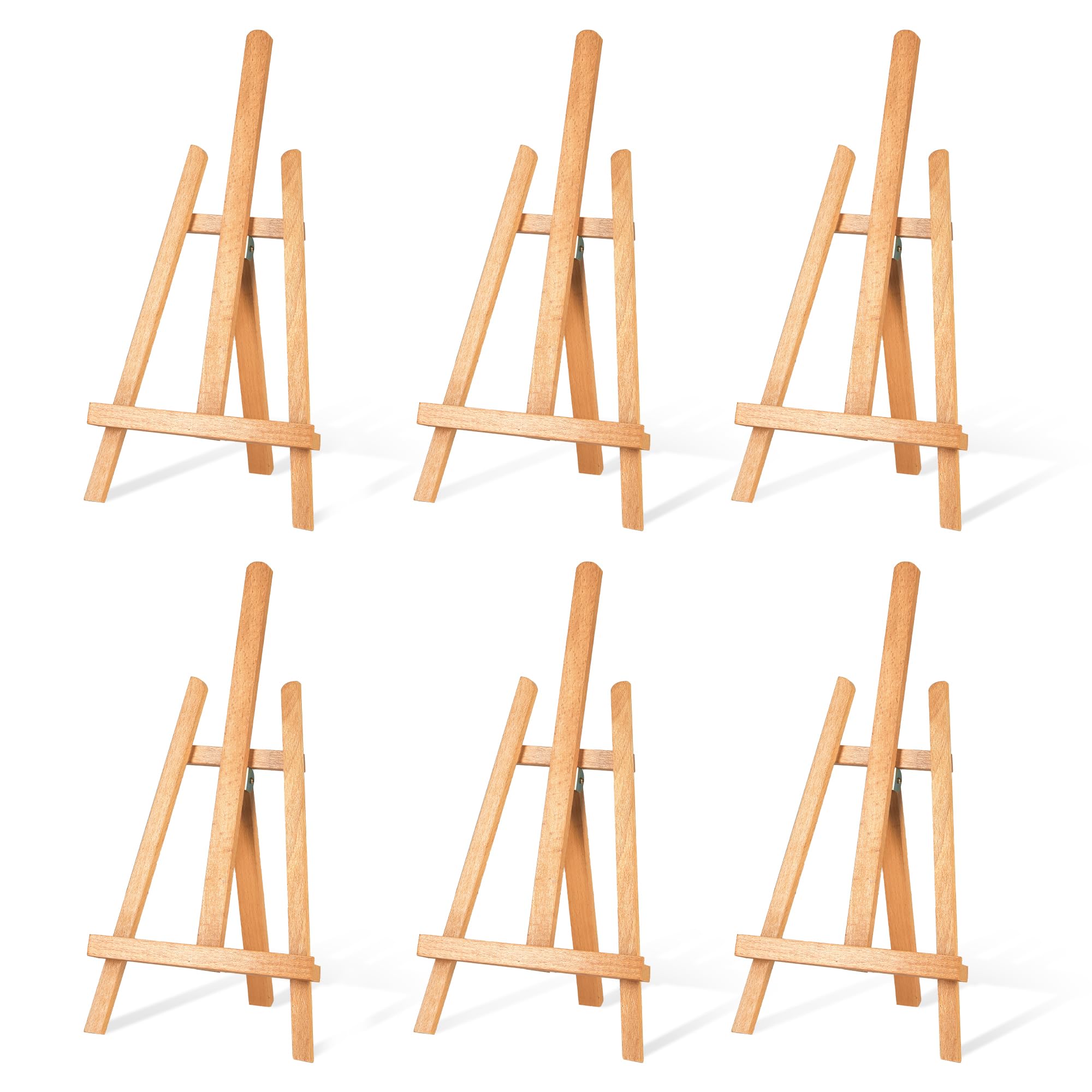 Caballete de mesa de 16 pulgadas para pintar lienzo, caballetes de mesa para exhibir caballetes pequeños de madera, soporte portátil para letreros de fotos (paquete de 6)