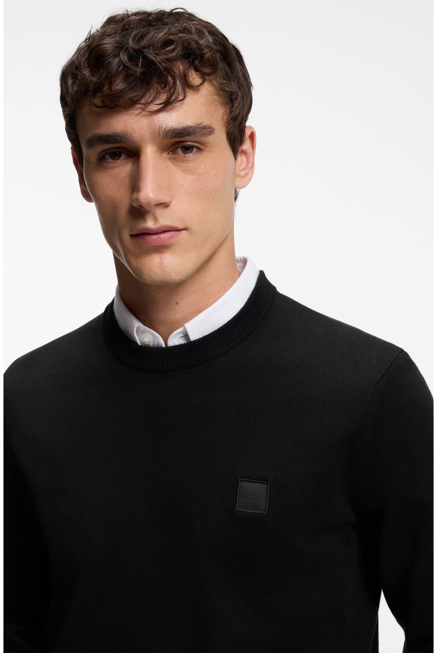 BOSS Pull en Coton Mélangé avec Écusson Logo