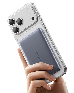 Baseus Picogo AM41 Power Bank, Ultra Slim 5000mAh Magsafe Powerbank, PD 20W Schnellladung, Portabel, Wireless Magnetische Externe Batterie mit USB C Kabel für iPhone 17/16/15/14/13/12, Space Grauer - Amazon product rated Grade A