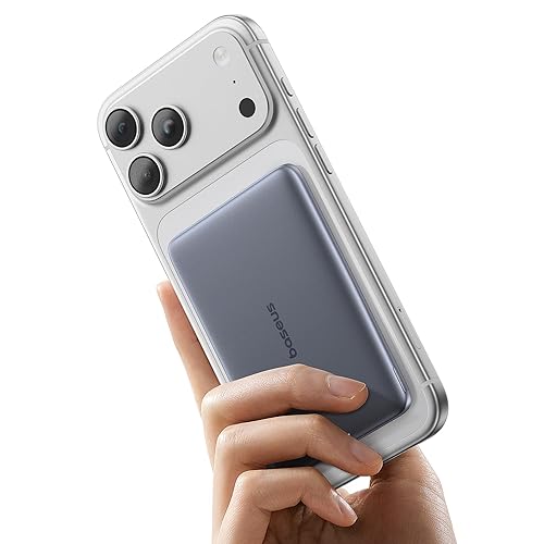 Baseus Picogo AM41 Power Bank, Ultra Slim 5000mAh Magsafe Powerbank, Ricarica Rapida PD 20W, Portatile, Magnetico Batteria Esterna Wireless con cavo USB C per iPhone 17/16/15/14/13/12, Grigio Spazio