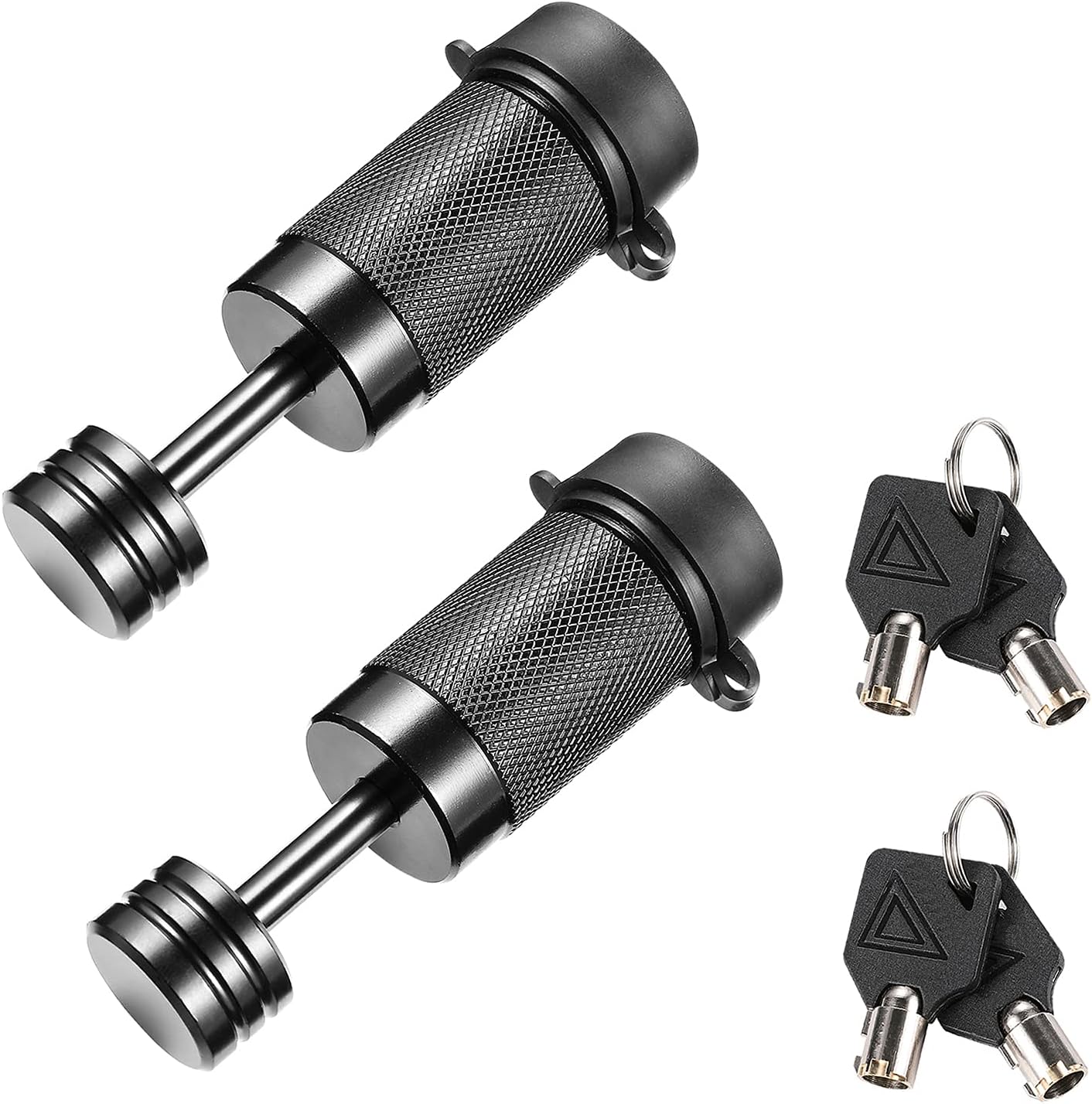 CZC AUTO Trailer Tongue Coupler Lock, Dia 1/4 Inch, 7/8 Inch Span Fits Latch-Type Coupler for Towing Boat Truck RV Car Trailer (2 Pack Keyed Alike)