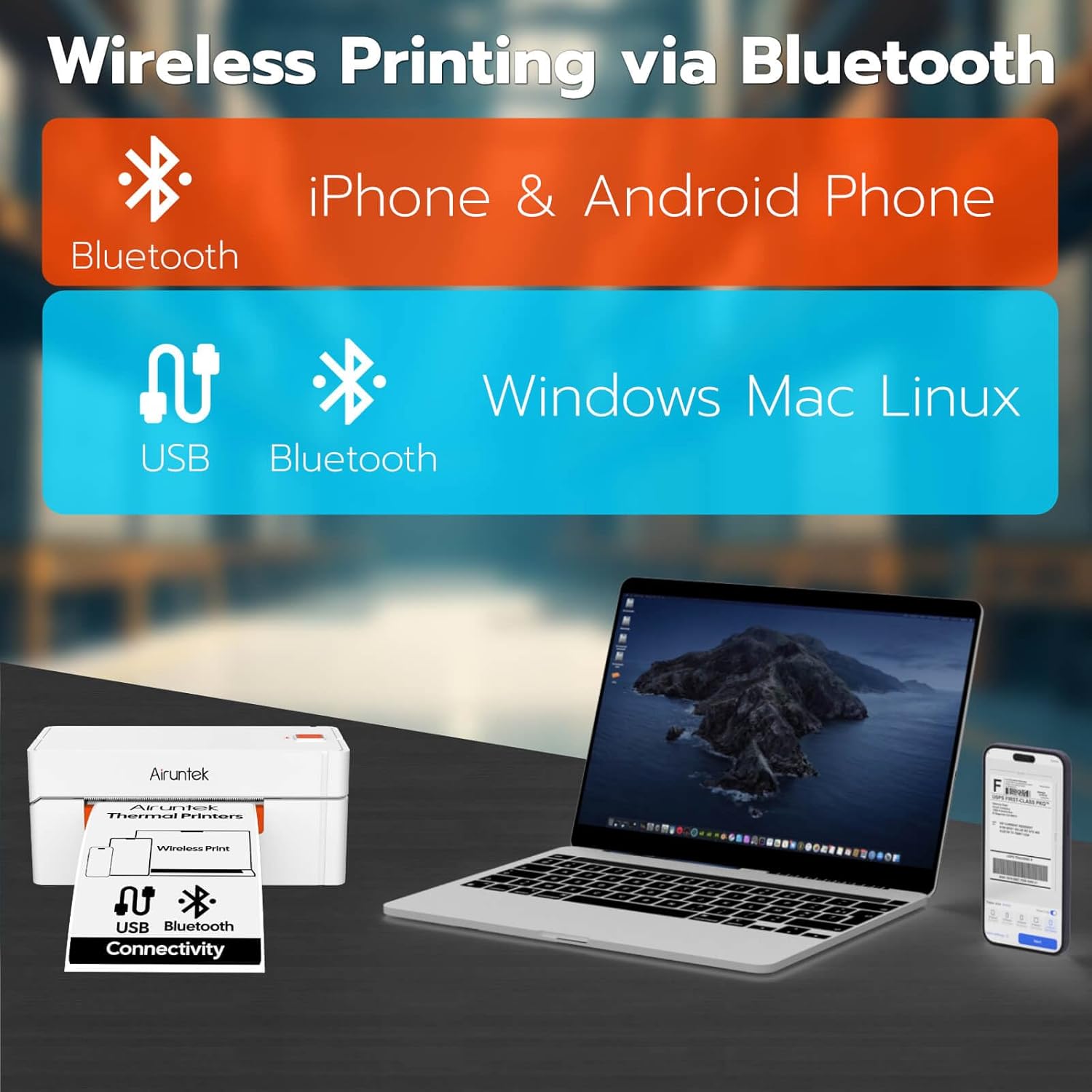 Wireless Bluetooth Thermal Label Printer A81pro, 4x6 Shipping Label Maker, 203dpi, Highspeed 150mm/s, Works with Phone App, Windows & Mac, Ink-Free Printing for Home Office & Small Business