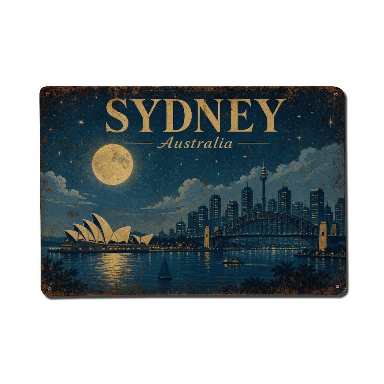Waterfront Travel Sydney Australia Harbor Landmark Metal Tin Sign