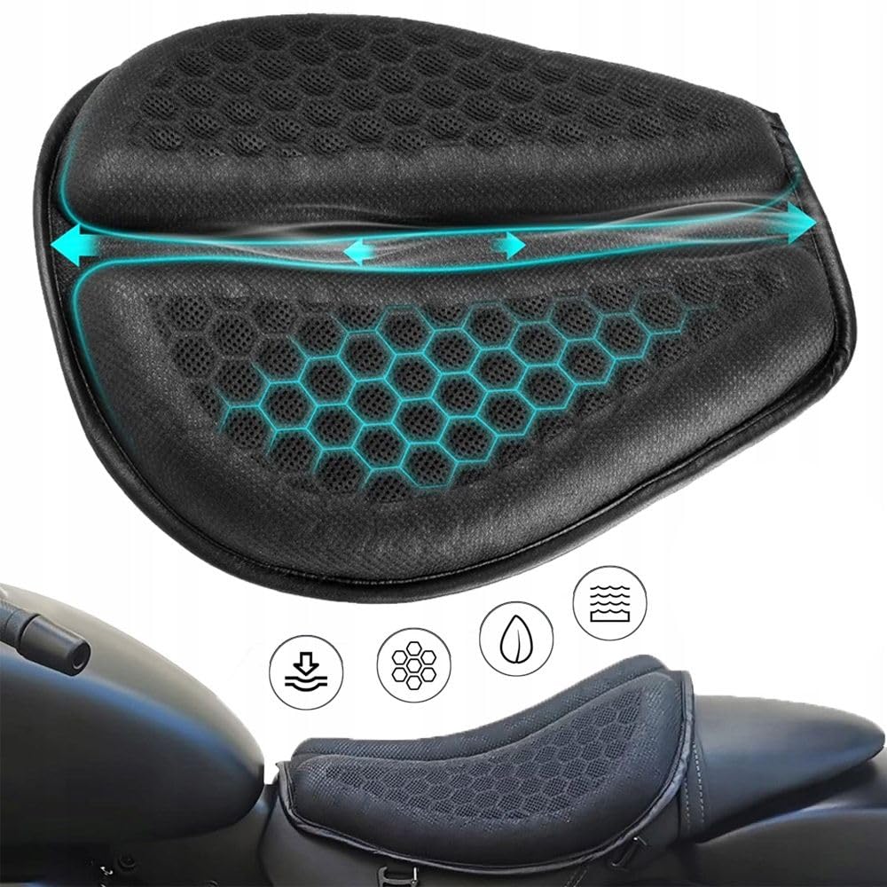 Universal Motorrad Gel Sitzkissen Sitz Sitzauflage Sitzpolster Stoßdämpfende Einlage Gelkissen Rutschfeste Sitzpolster Auflage für Lange Fahrten Touring Alltag