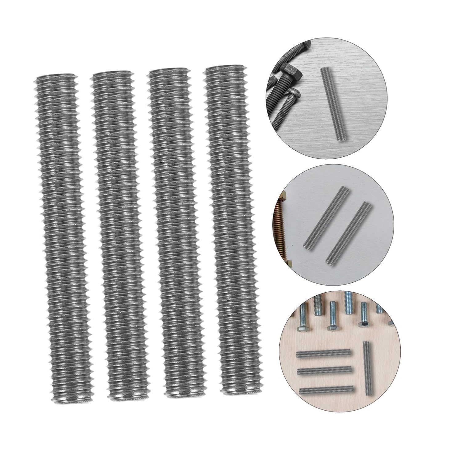 M8 Stainless Steel Threaded Rod Set 4pcs Fully Threaded