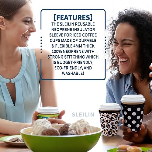 Miniatura 5 de Paquete de 3 fundas aislantes de neopreno reutilizables para tazas de café helado, fundas de café con asa para bebidas heladas y calientes, soporte