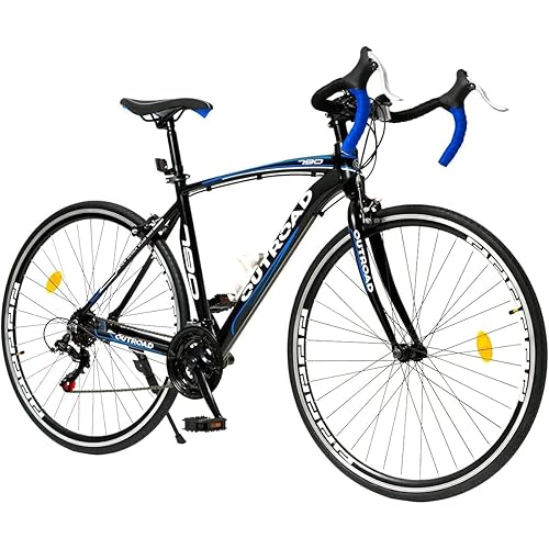Outroad Road Bike 14-21Speed 700C Wheel with Light Aluminum Alloy Frame Commuter Bicycle with Dual Disc/V Brakes for Women and Men Blue,Red,Black,White