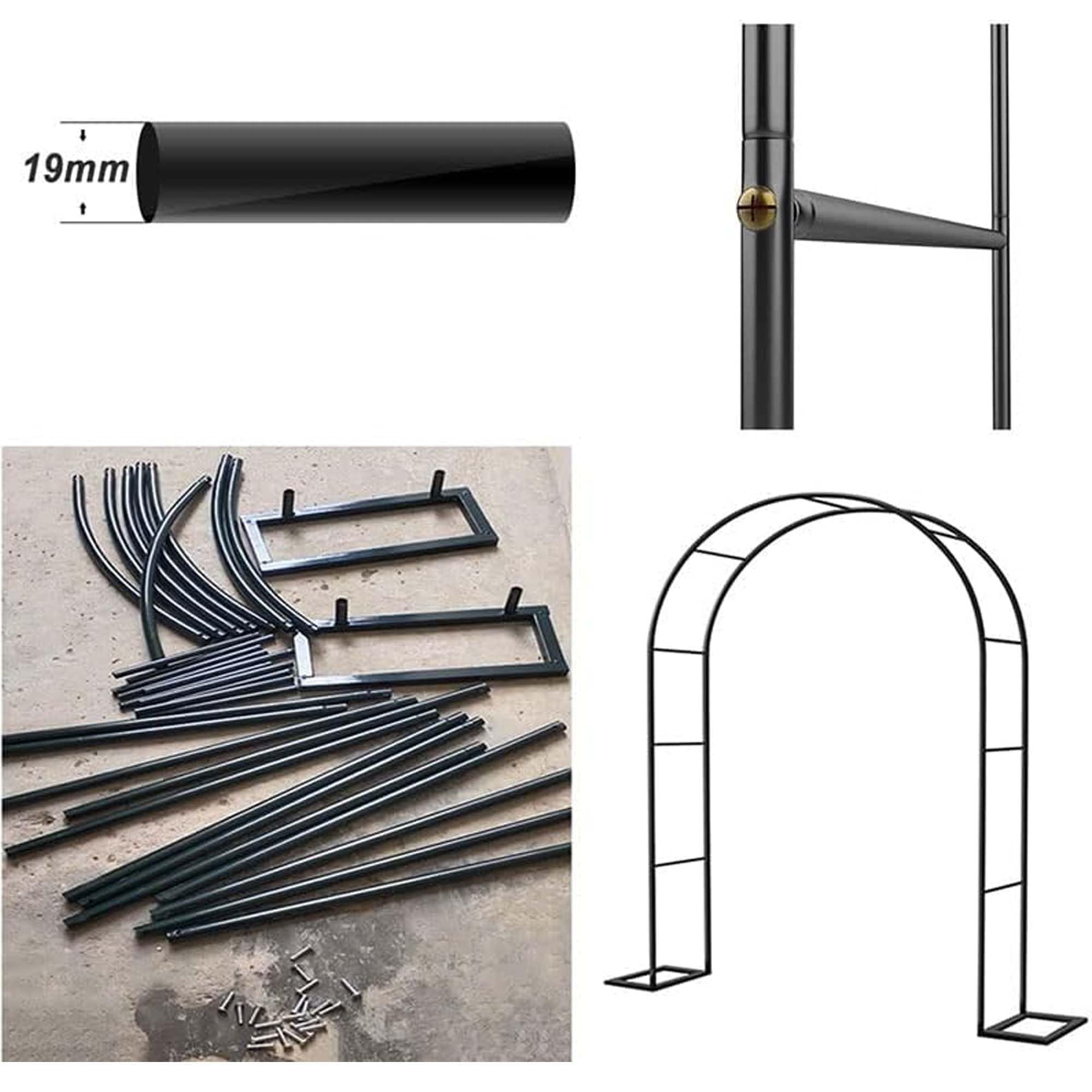 Wytrzymała metalowa podpora do altanki ogrodowej, odporna na warunki atmosferyczne, metalowa kratka do dekoracji ślubnych, pnączy i imprez (czarna, szer. 350 cm x wys. 220 cm)