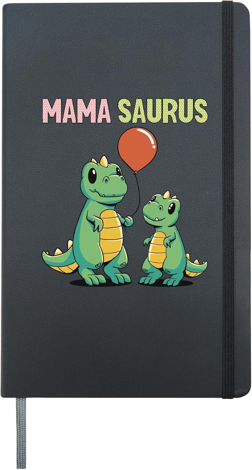 Expectant mom MAMA SAURUS Funny Baby is coming Hardcover Journal, Black
